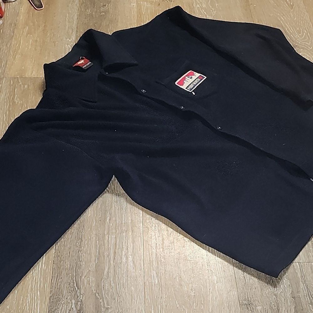 90s Rare Point North Black Fleece Shirt Vintage Beautiful Buttun Up - Picture 4 of 6